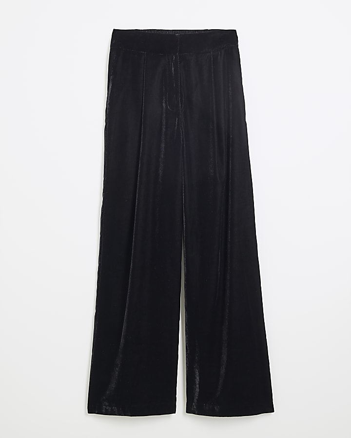 Black Velvet Wide Leg Trousers