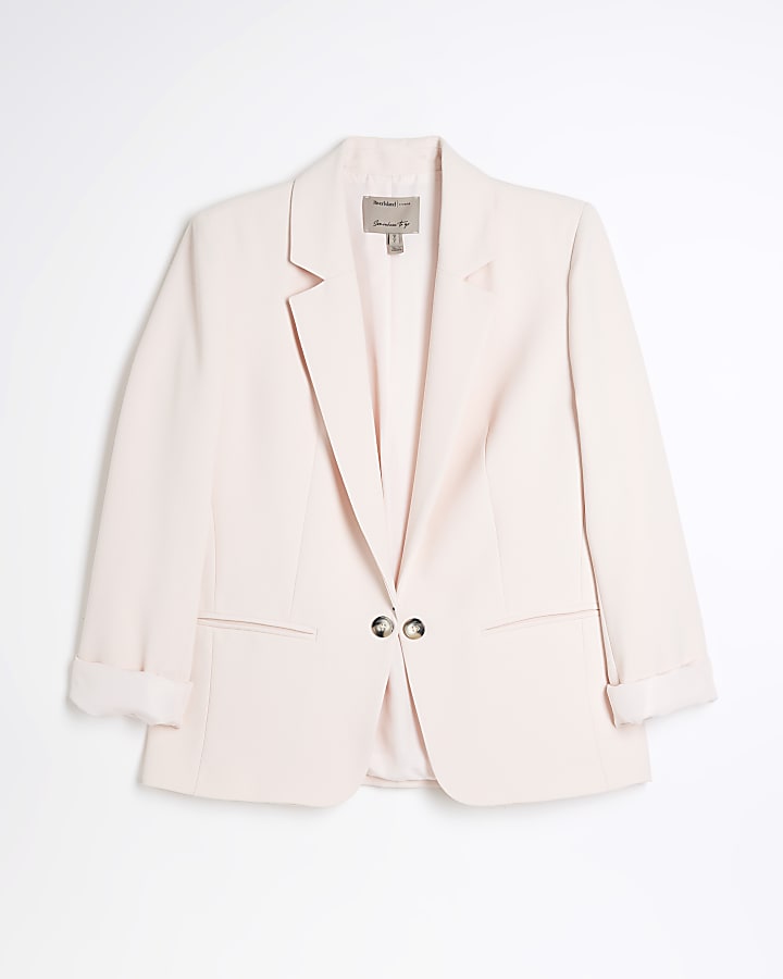 Pink rolled sleeve blazer