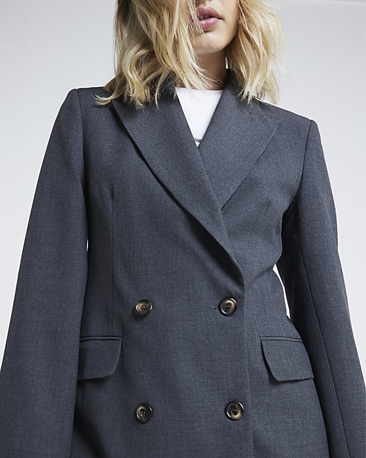 Grey double breasted smart blazer
