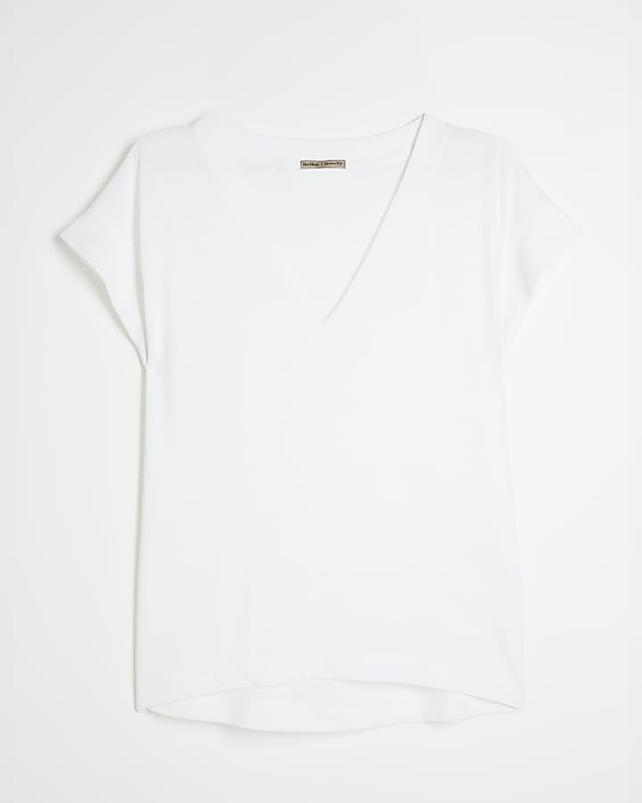 White smart V neck t-shirt