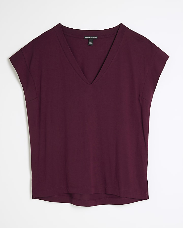 Purple V neck smart t-shirt