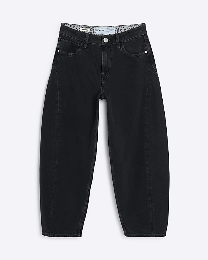 Petite Black Barrel Jeans