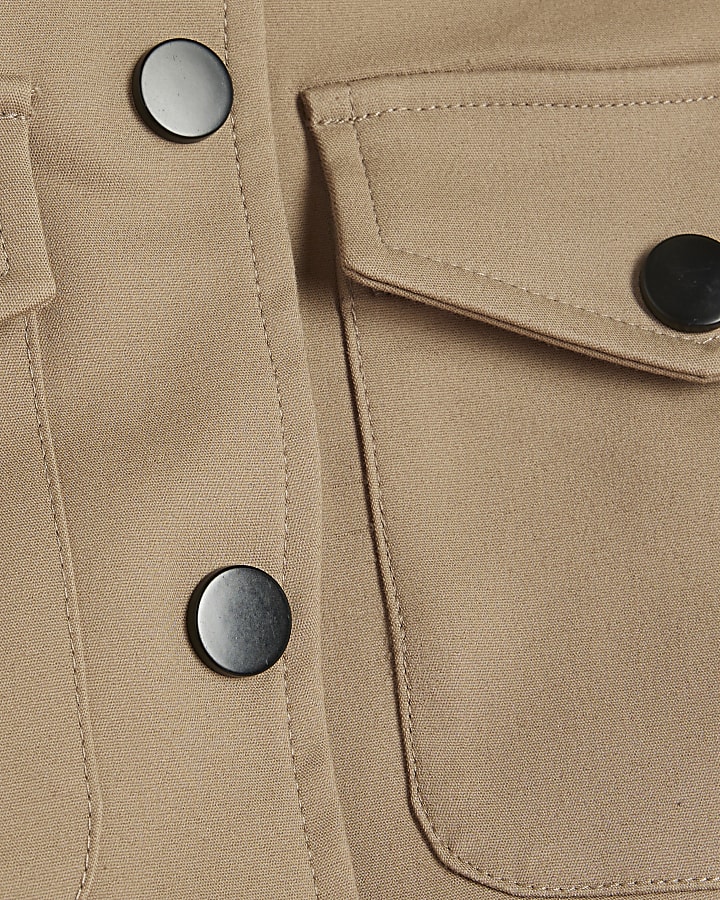 Beige Fitted Utility Jacket