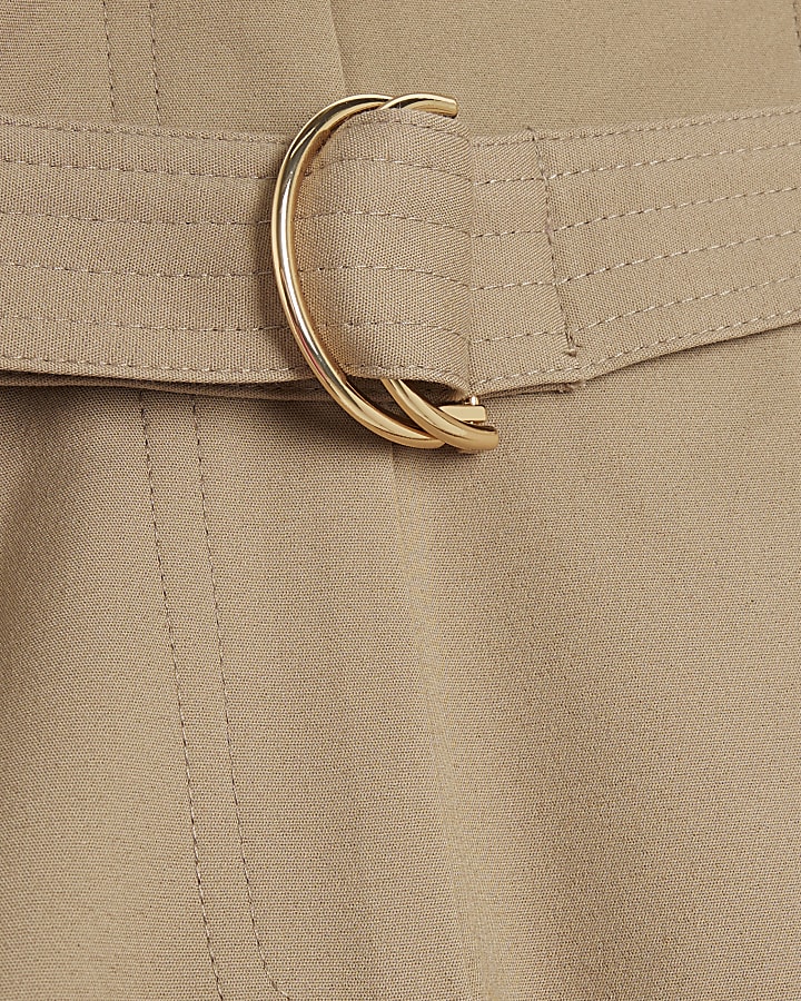 Beige Belted Super Wide Trousers
