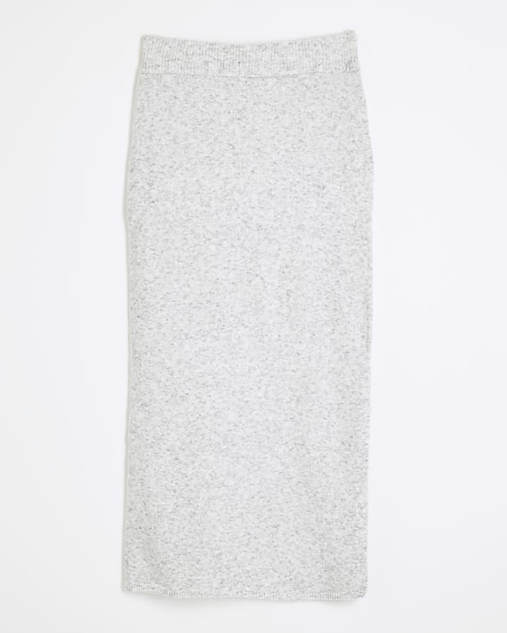 Grey Knitted Maxi Skirt