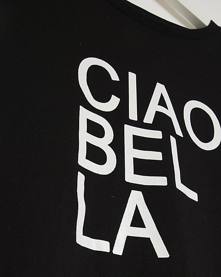 Plus Black Graphic Ciao Bella T-Shirt