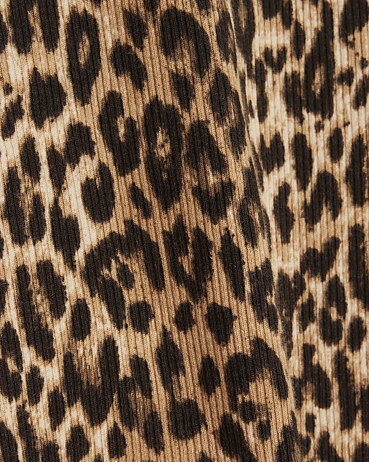 Brown Leopard Ribbed long sleeve top