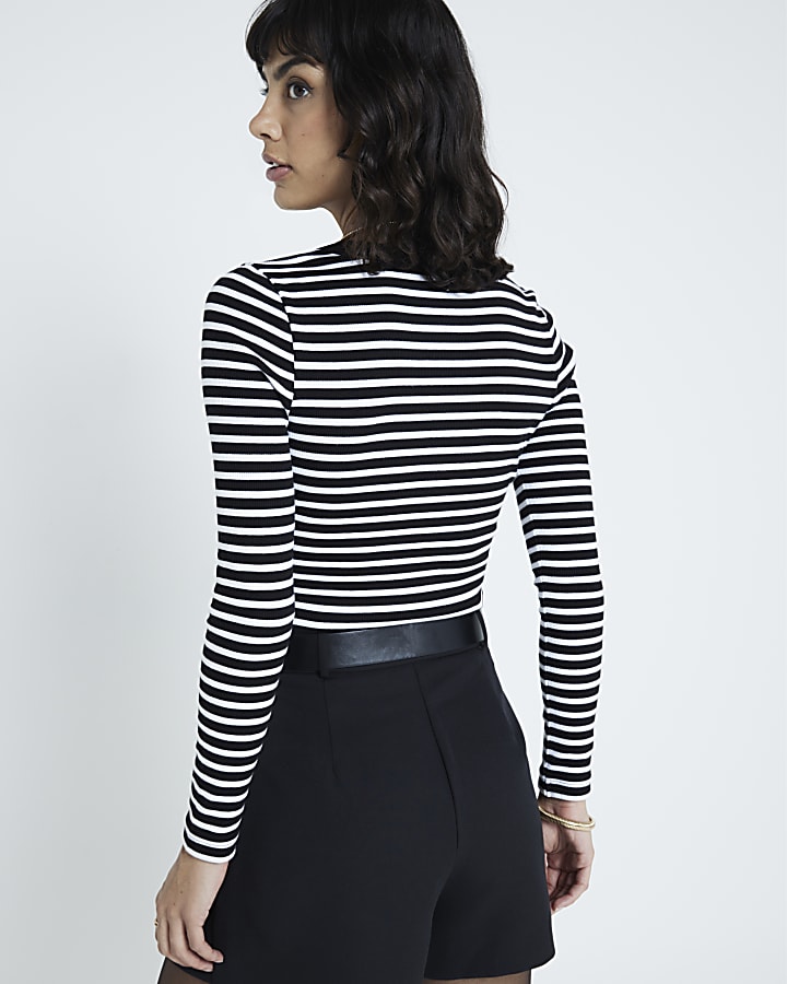 Black Long sleeve Stripe Top