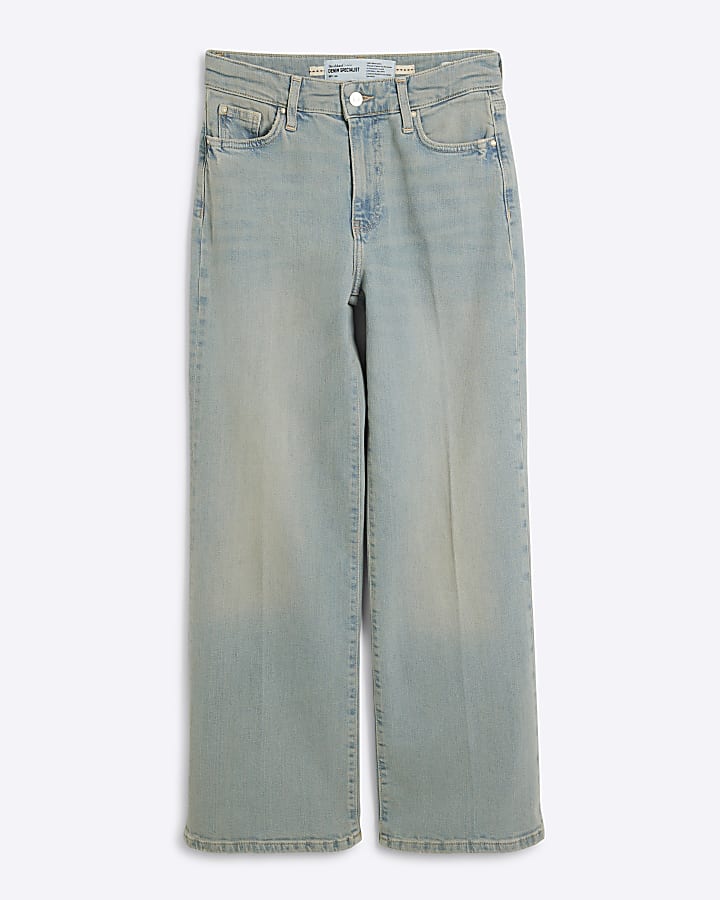 Petite Blue High Rise Wide Leg Jeans