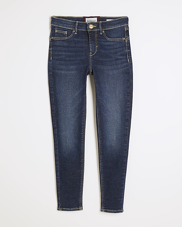 Petite Blue Mid Rise Molly Skinny Jeans