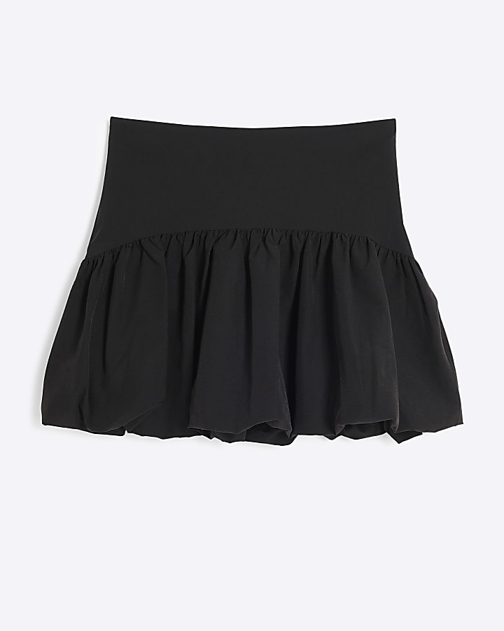 Black bubble hem mini skirt