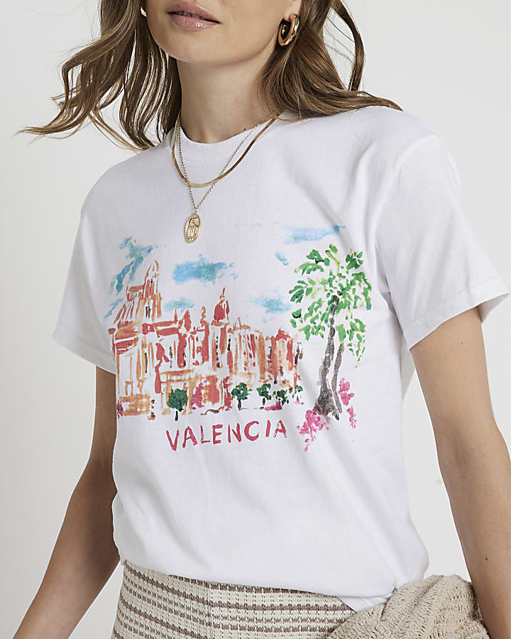 White Valencia graphic t-shirt