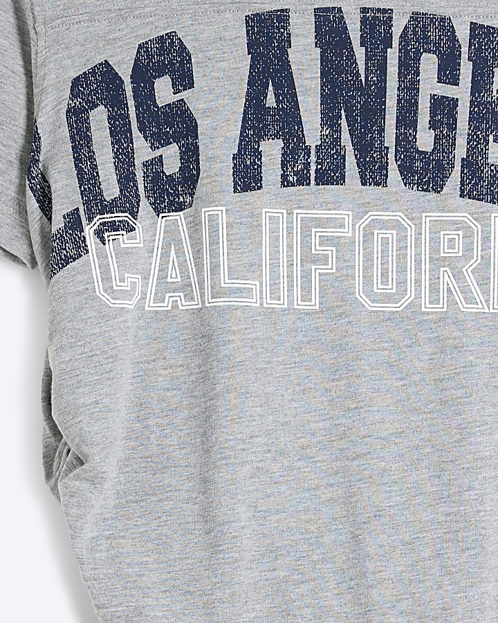 Grey 'Los Angeles' graphic ruched t-shirt