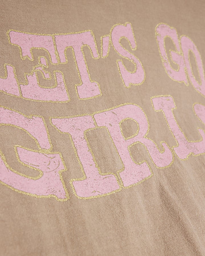 Brown Let's Go Girls Graphic  T-shirt