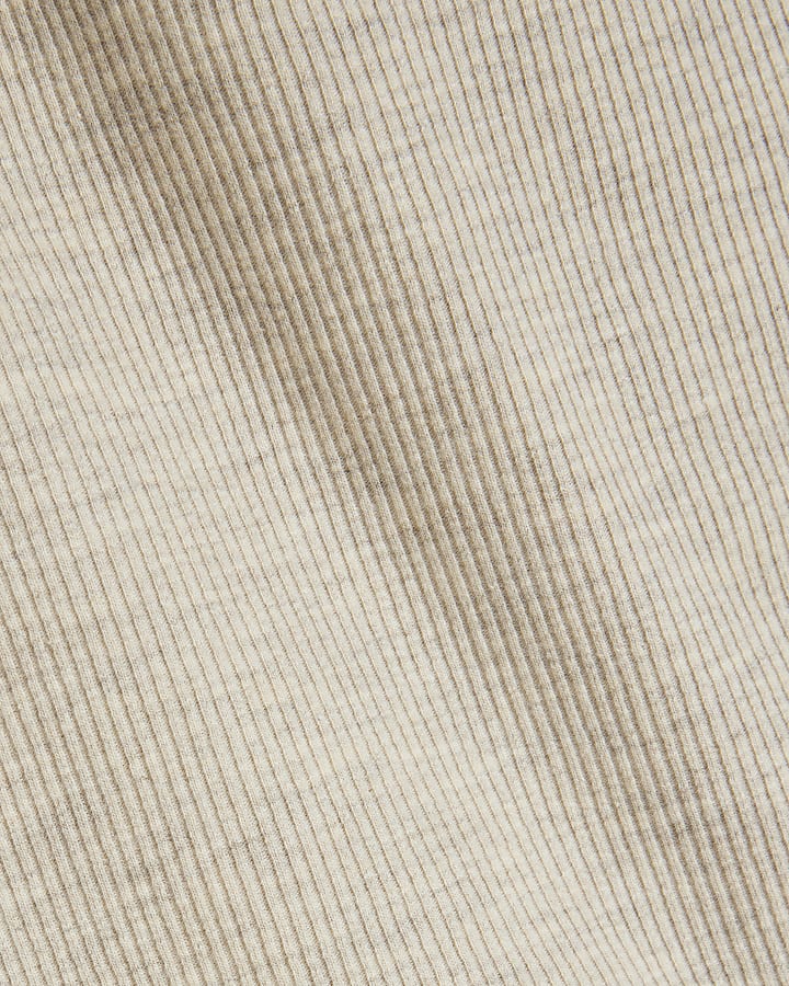 Beige  ribbed roll neck top