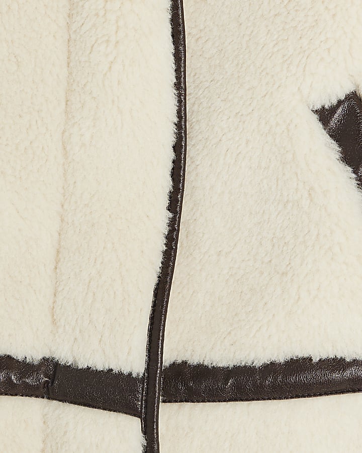 Petite Cream Borg Cropped Jacket