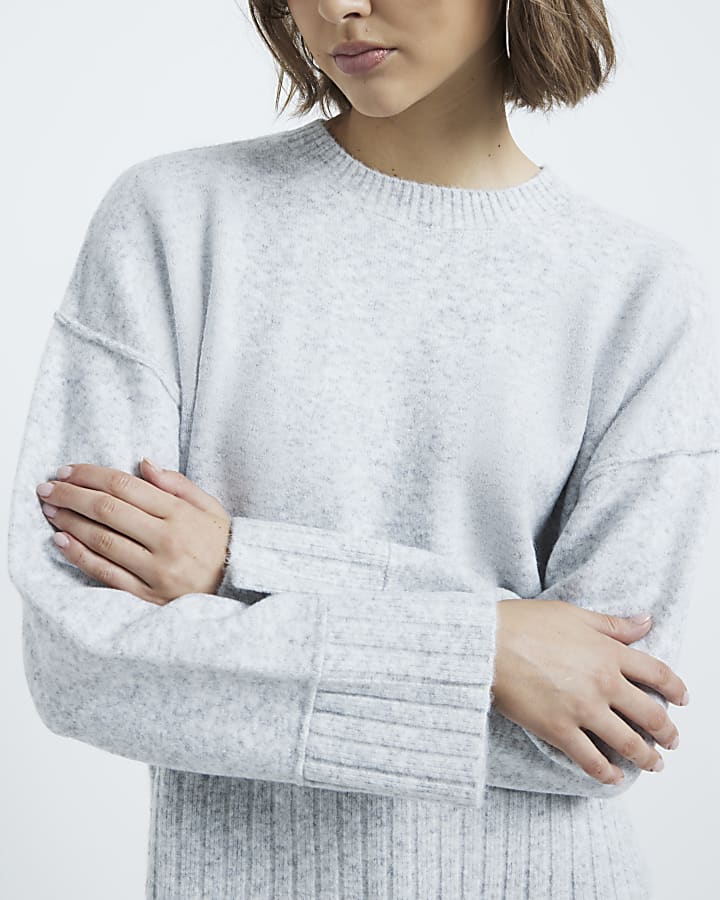 Grey Ribbed Jumper