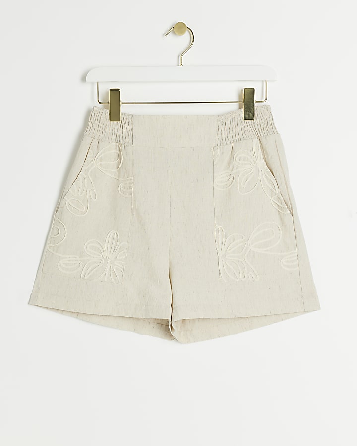 Stone embroidered shorts