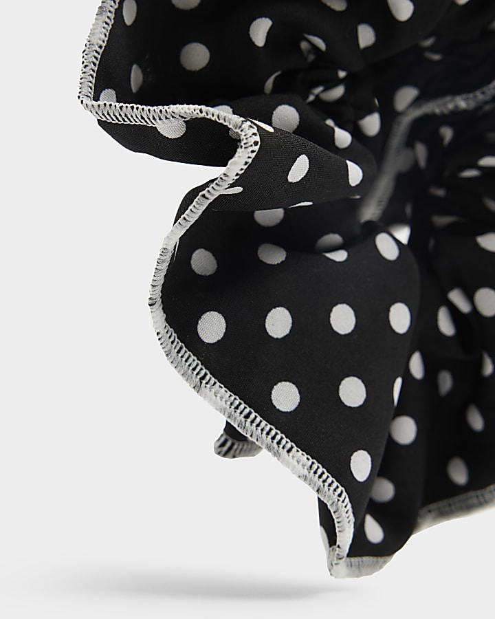 Black spot hair scrunchie