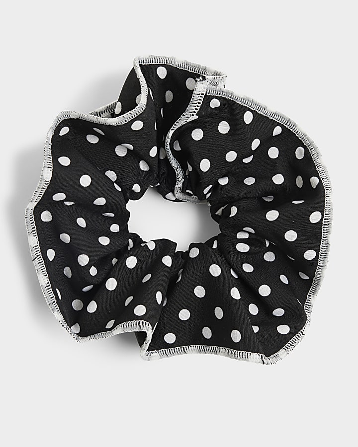 Black spot hair scrunchie