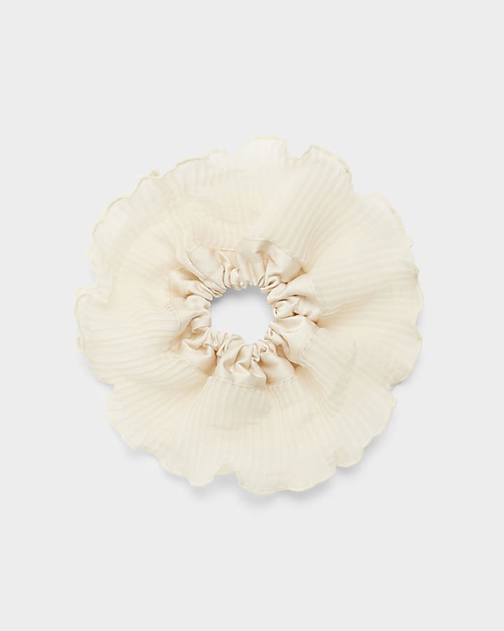 White ruffle hair scrunchie