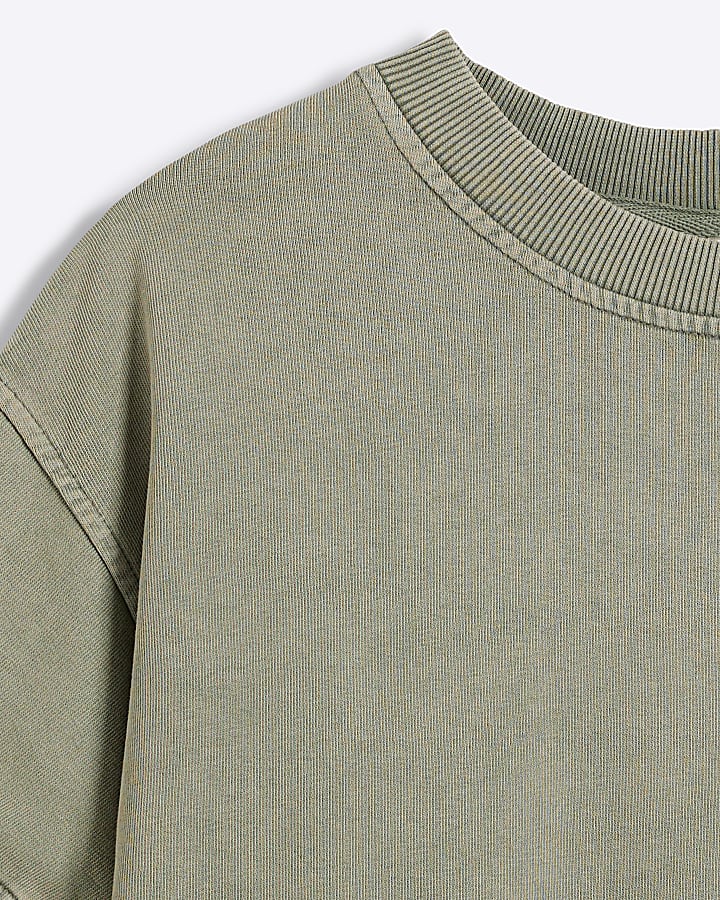 Petite Khaki Washed Sweatshirt T-shirt