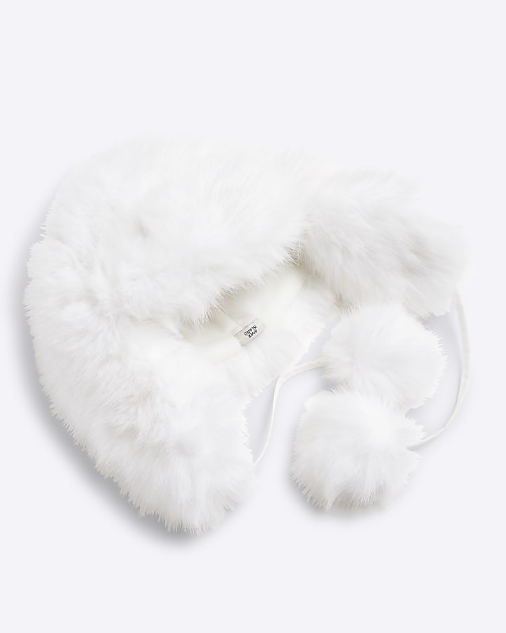 White Faux Fur Trapper Hat