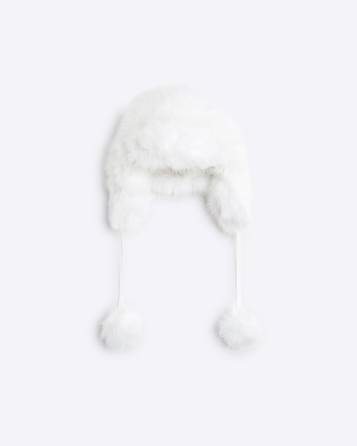 White Faux Fur Trapper Hat