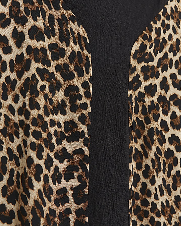 Beige Leopard Print Swing Maxi Dress