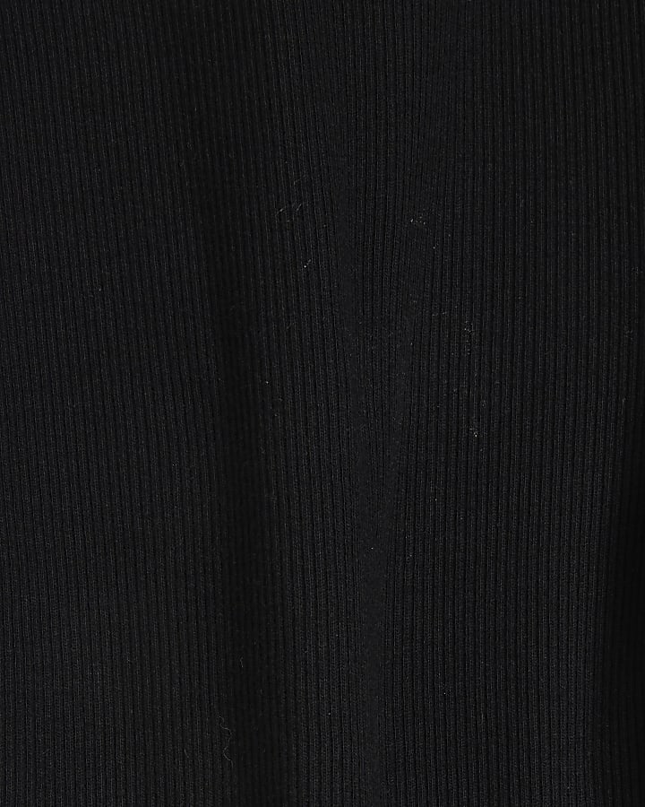 Black High waisted Ribbed Flare Leggings
