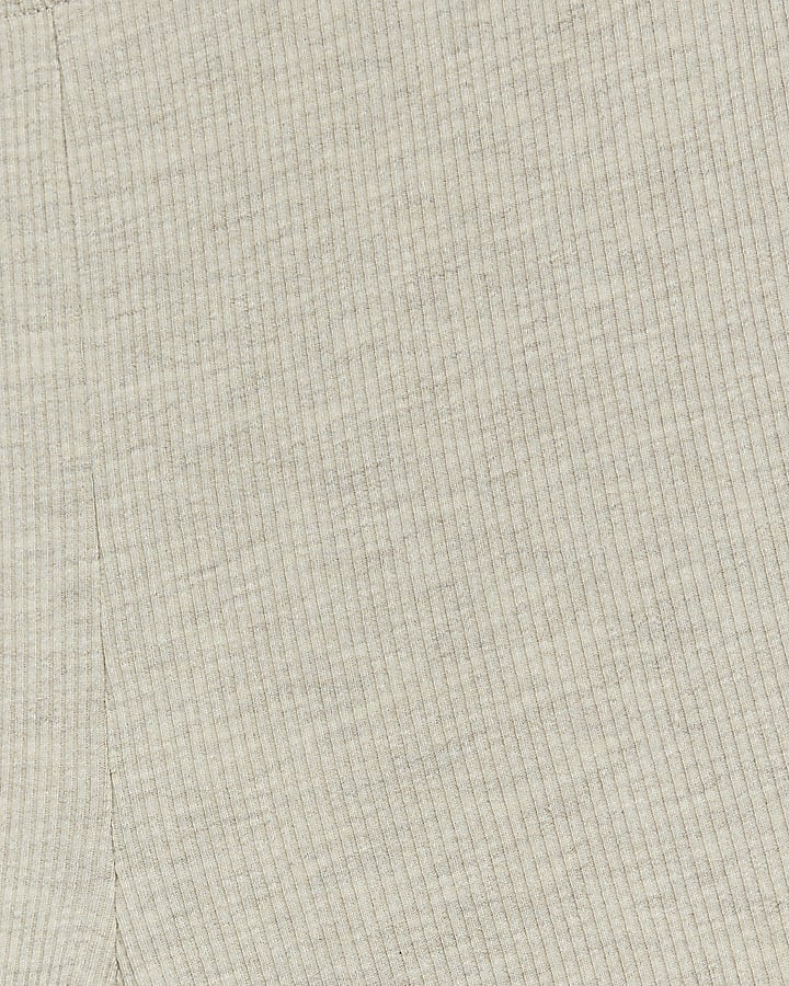Beige high waisted ribbed flared leggings