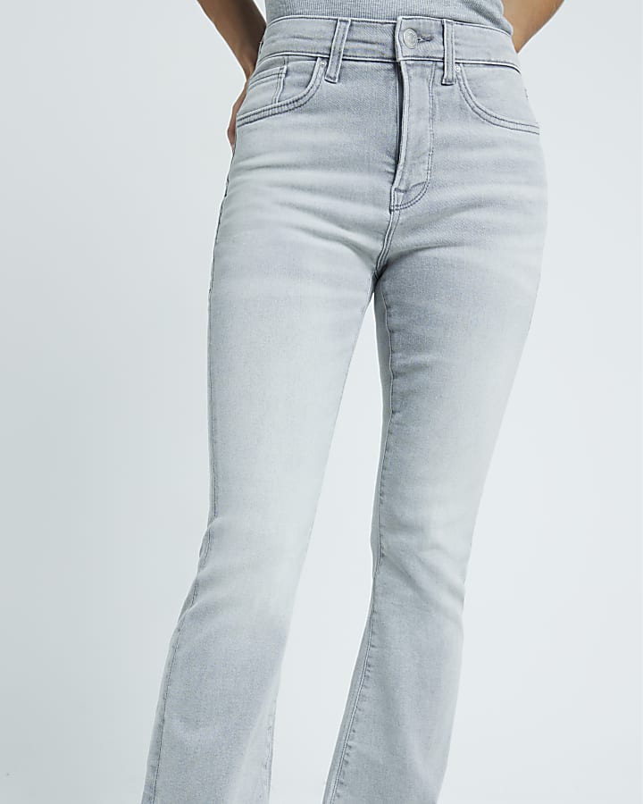 Grey high waisted flare jeans