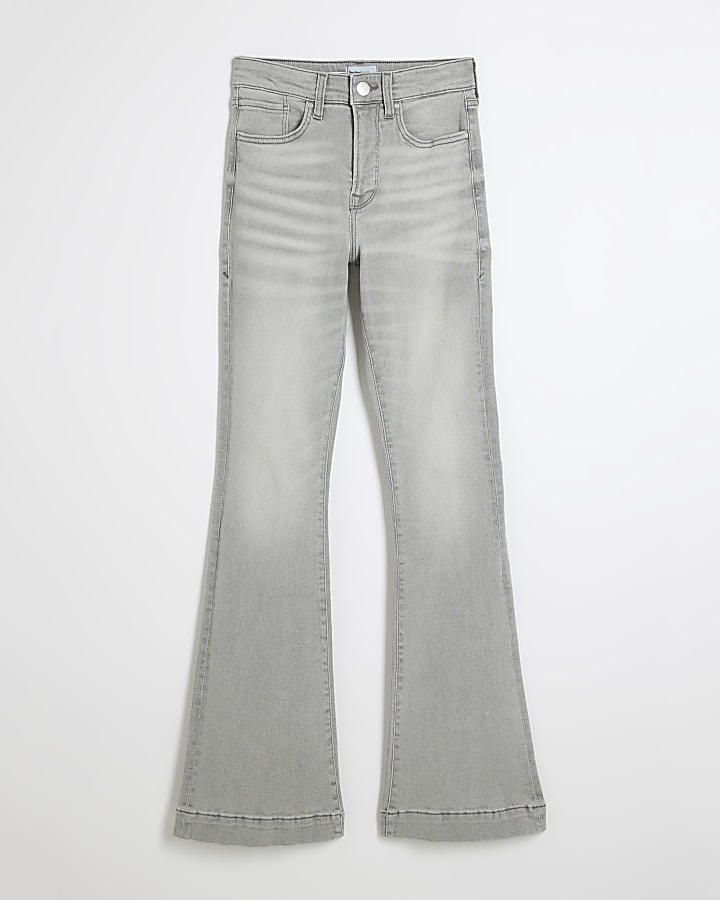 Grey high waisted flare jeans
