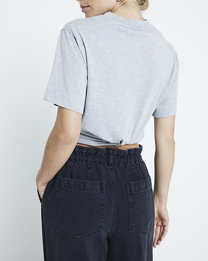 Black paperbag wide fit jeans
