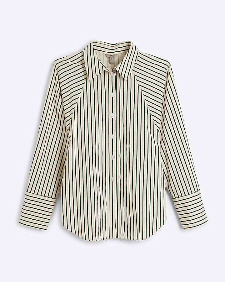 Green poplin stripe shirt