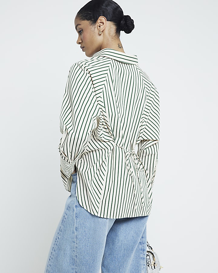 Green poplin stripe shirt