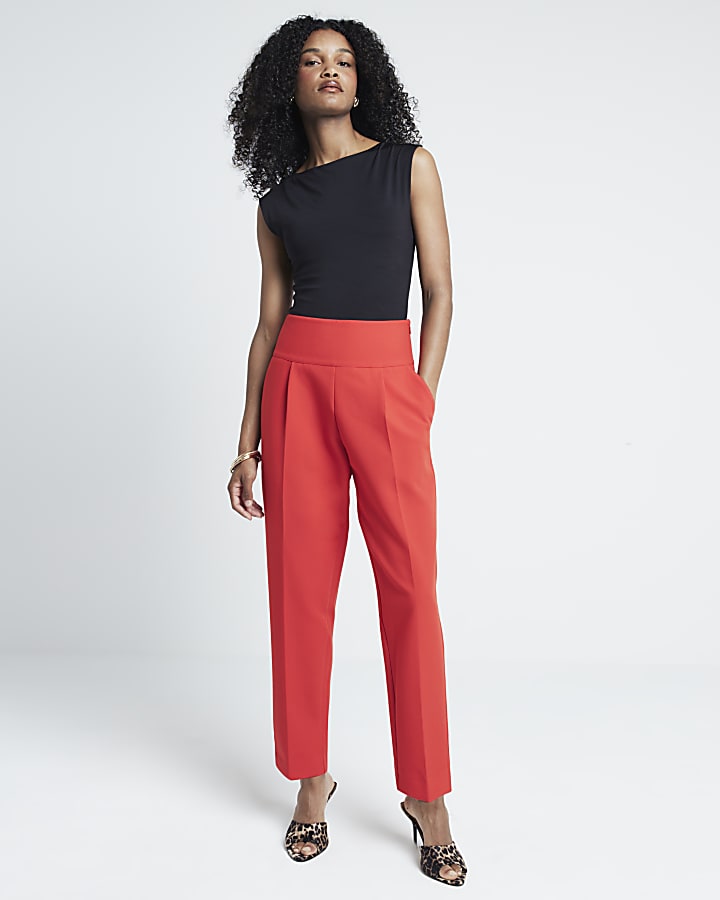 High waisted slim leg trousers hotsell