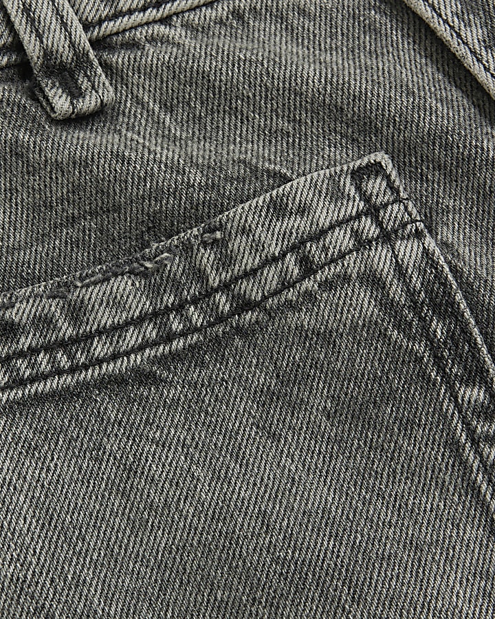 Grey high waisted front pocket wide leg jeans