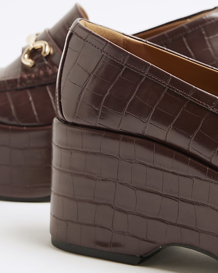 Red Croc Embossed Platform Loafers