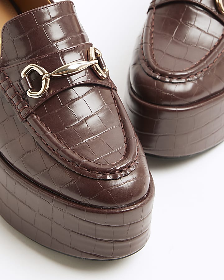 Red Croc Embossed Platform Loafers