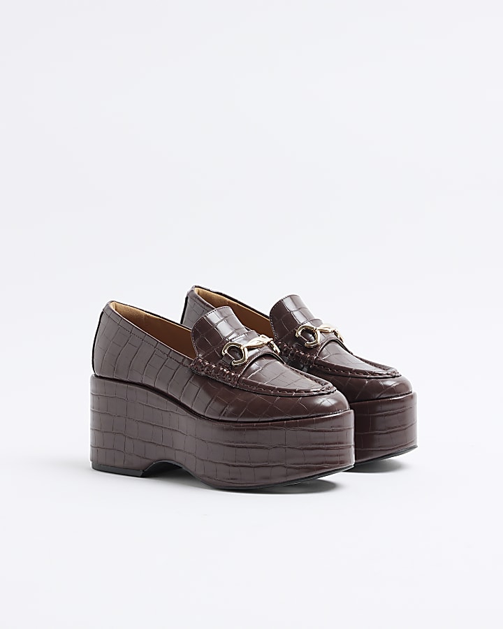 Red Croc Embossed Platform Loafers
