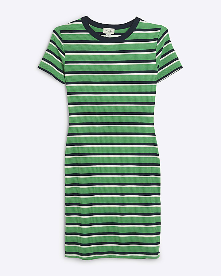 Green Stripe Mini Bodycon T-shirt Dress