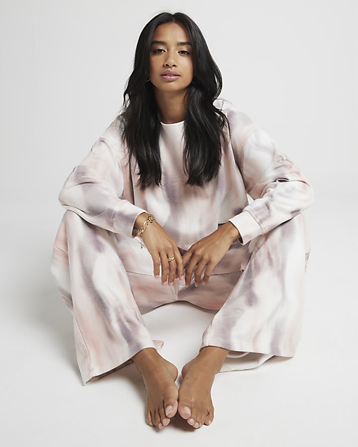 Petite White marble sweatshirt