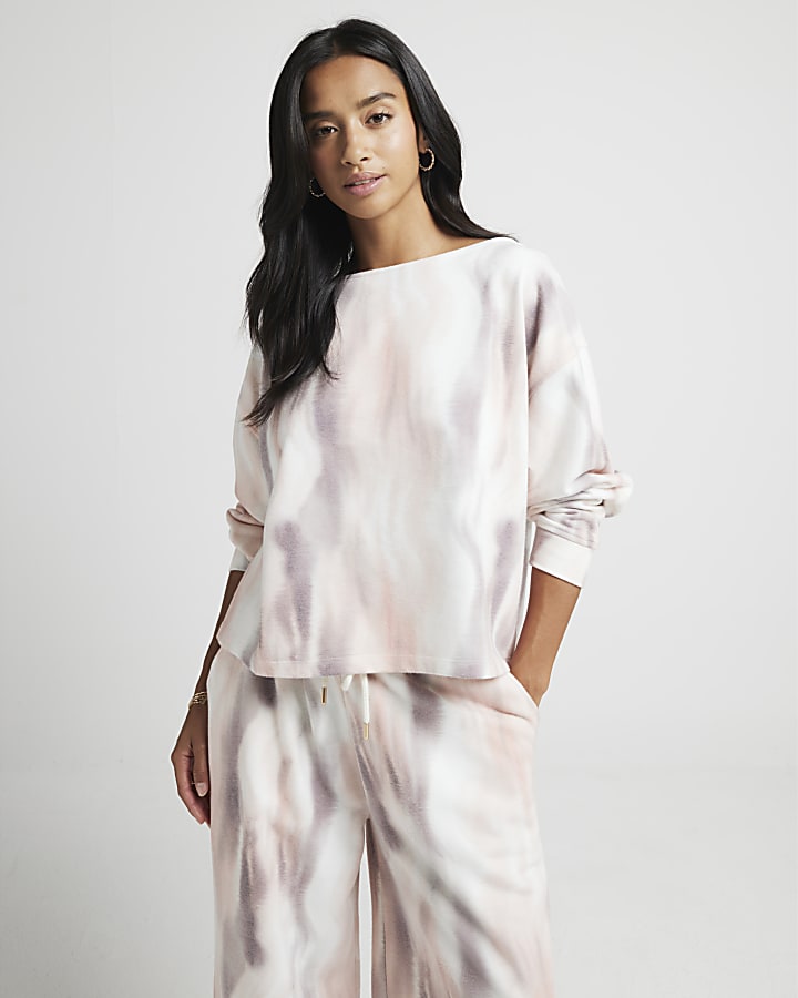 Petite White marble sweatshirt