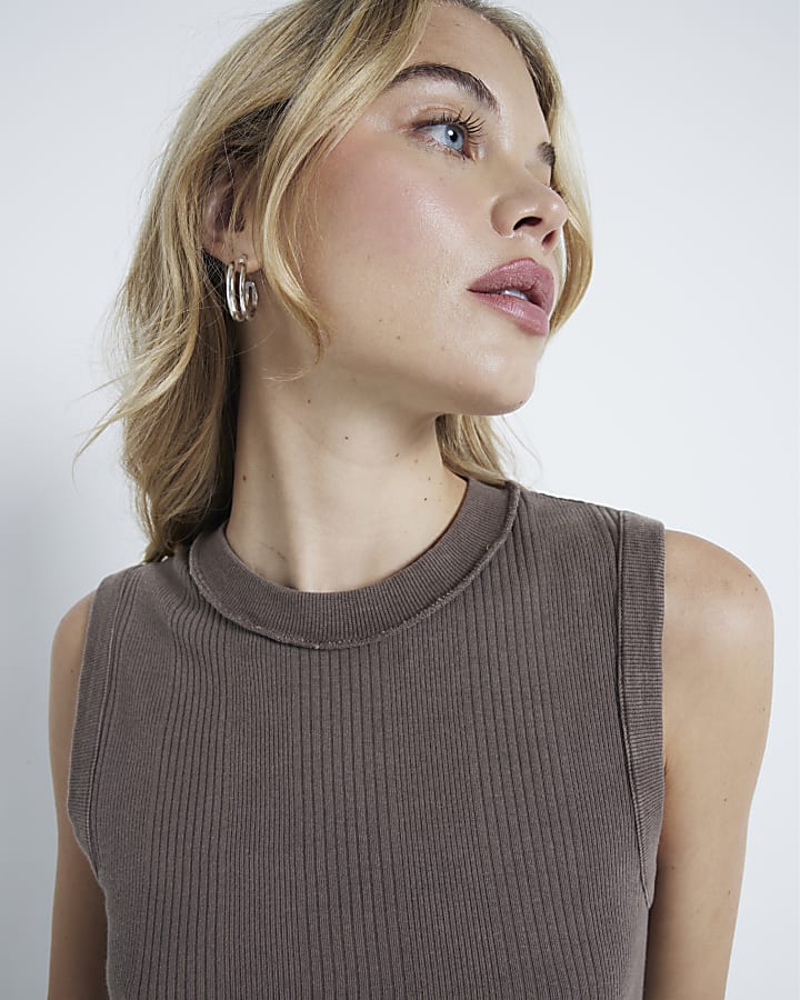 Grey Sleeveless Tank Top River Island