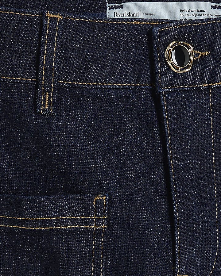 Petite Indigo High Waisted Wide Leg Jeans