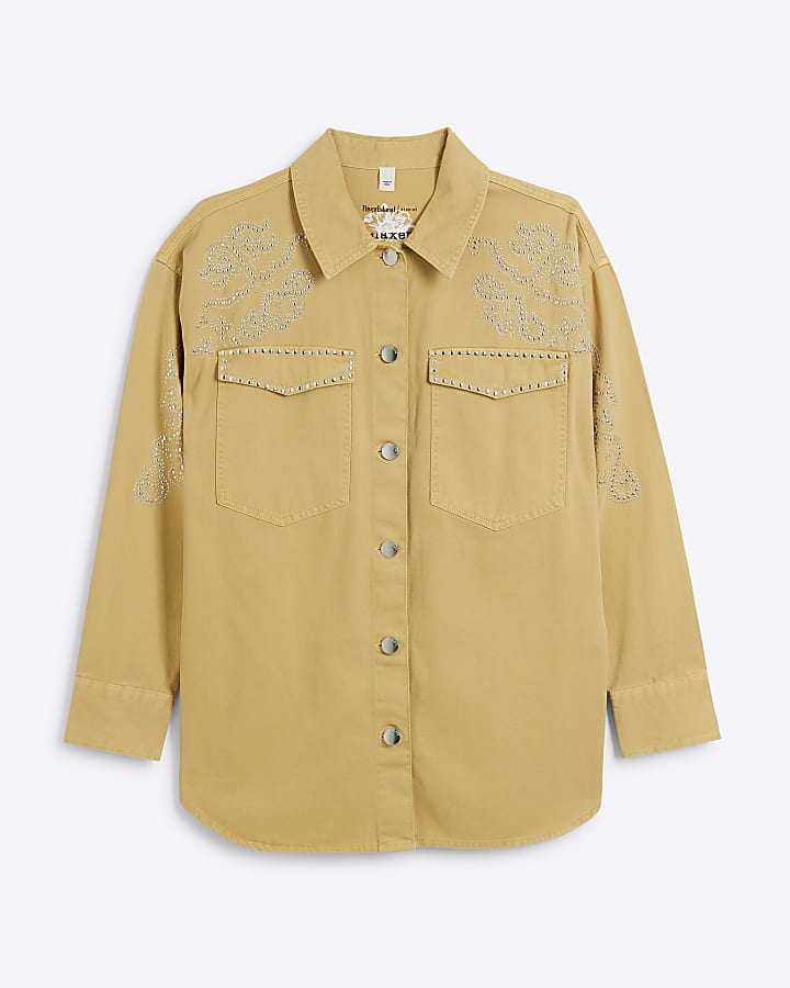 Yellow studded oversized shirt