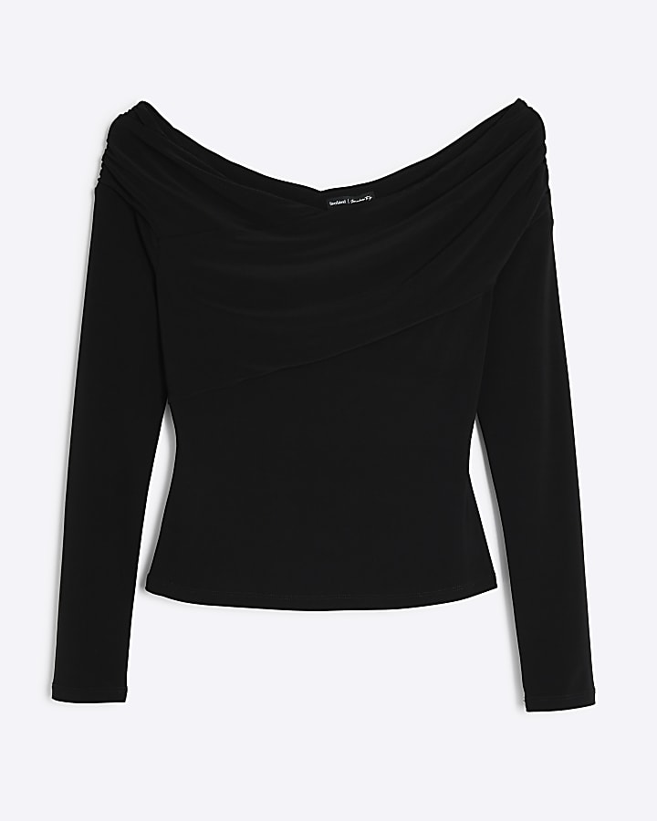 Black wrap drape top