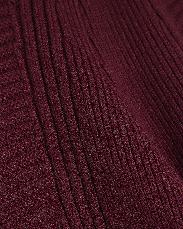 Red Rib Detail Mini Dress
