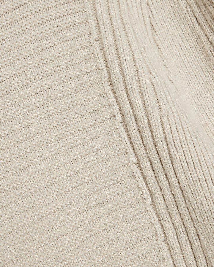 Cream Crew Neck Ribbed Mini Jumper Dress